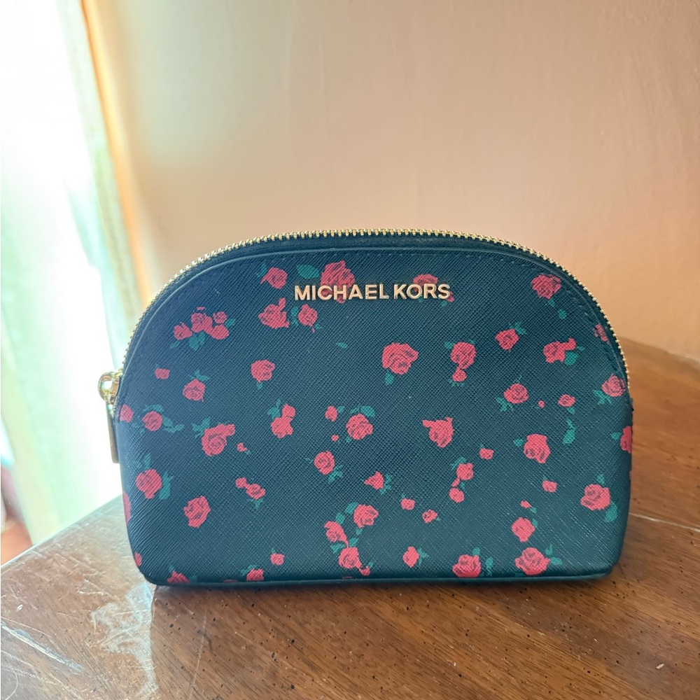 Michael Kors Floral Cosmetic Bag - Black and Red